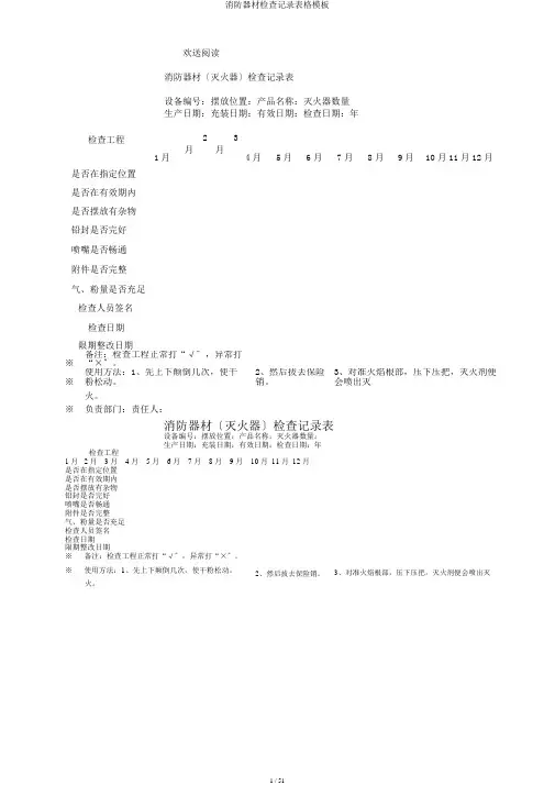 消防器材检查记录表格模板