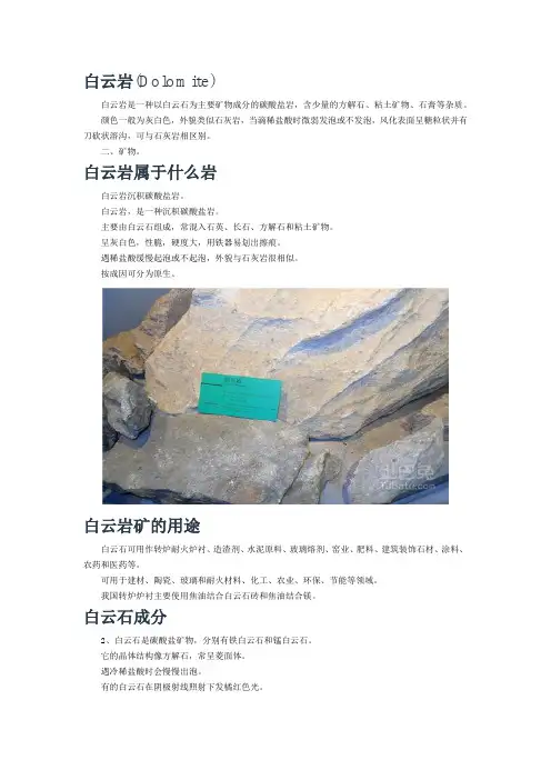 白云岩的矿物成分