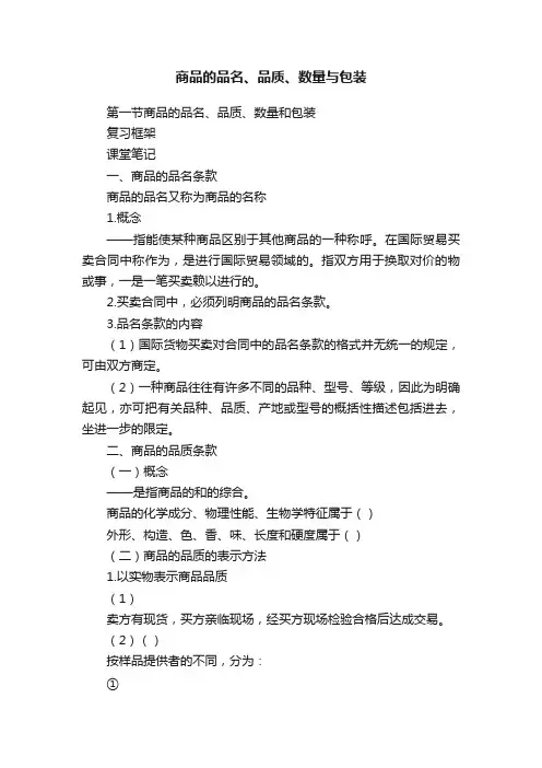 商品的品名、品质、数量与包装