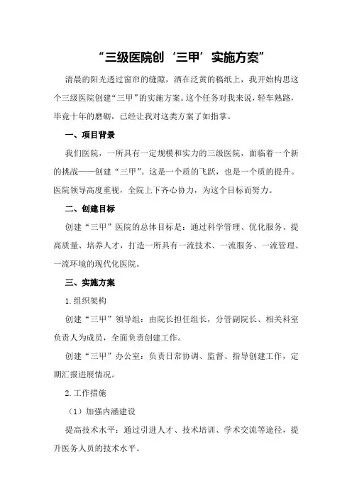 三级医院创“三甲”实施方案