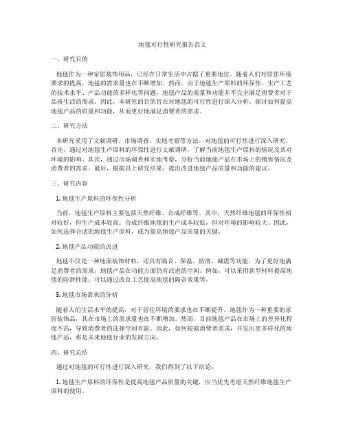 地毯可行性研究报告范文