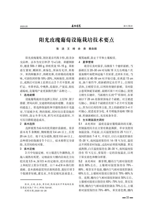 阳光玫瑰葡萄设施栽培技术要点