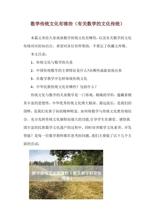 数学传统文化有哪些(有关数学的文化传统)