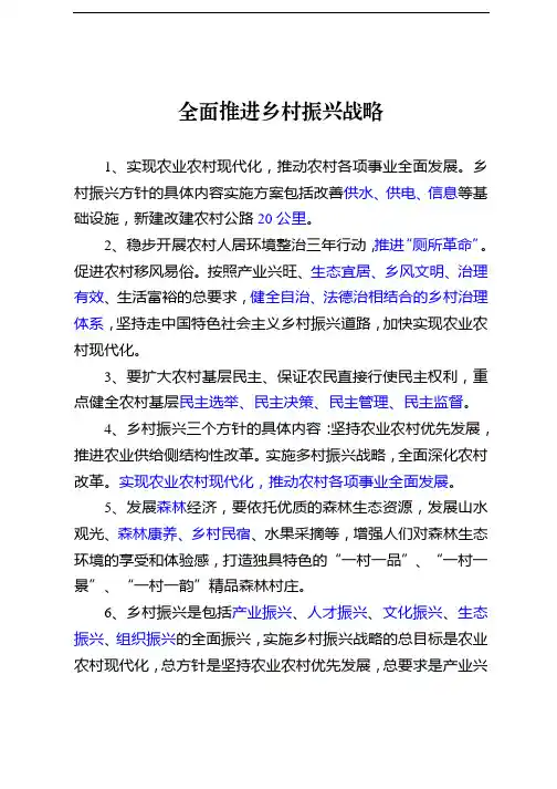 全面推进乡村振兴战略