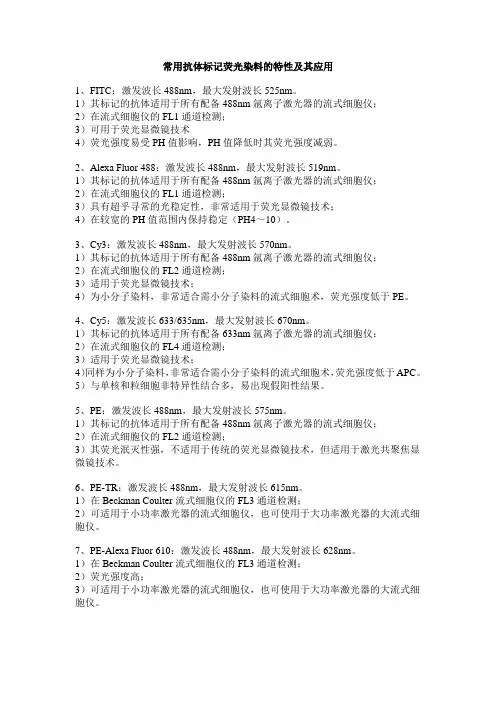 常用染料特征