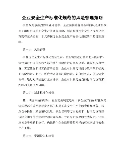 企业安全生产标准化规范的风险管理策略