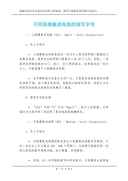 不同规模集成电路的缩写字母