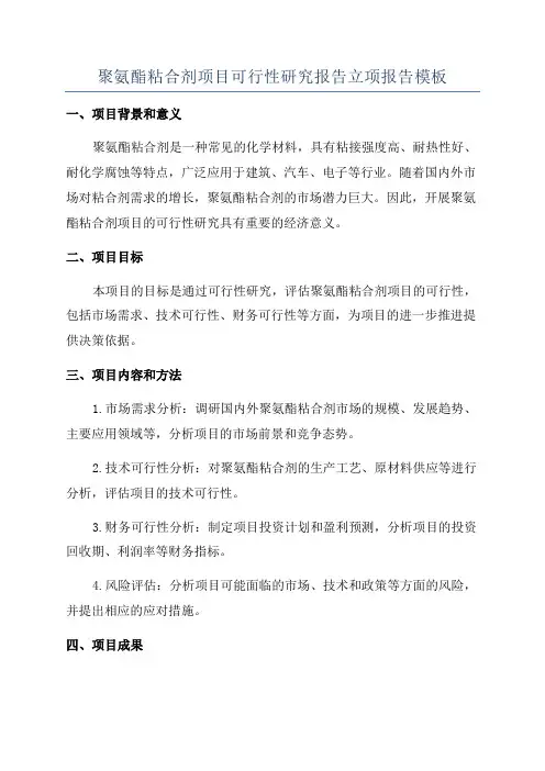 聚氨酯粘合剂项目可行性研究报告立项报告模板