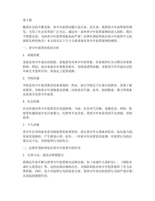 法律青少年犯罪案例感悟(3篇)