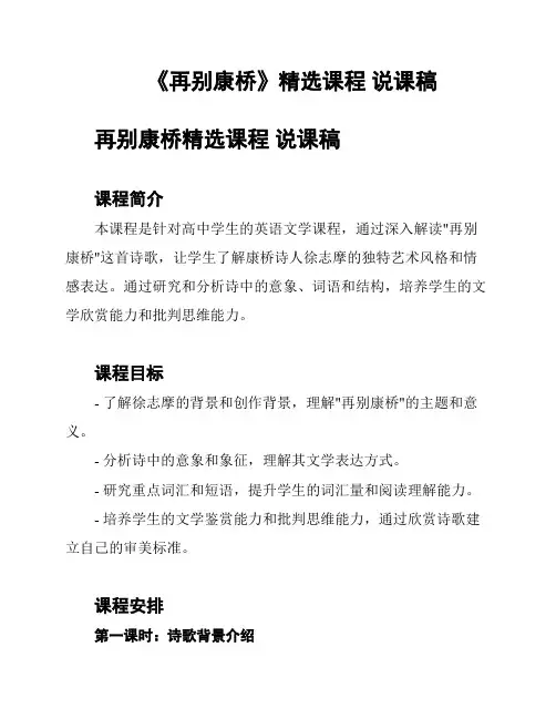 《再别康桥》精选课程 说课稿