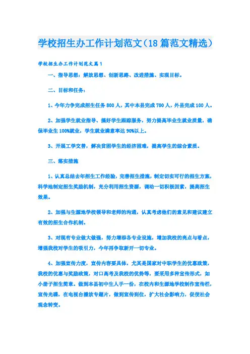 学校招生办工作计划范文(18篇范文精选)