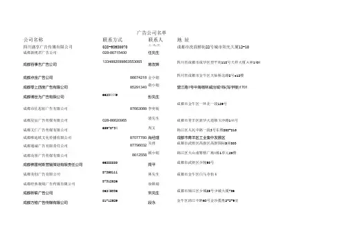 成都广告公司名录