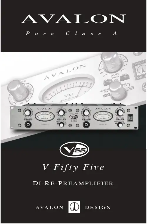 AVALON V-Five 纯类A高压信号放大器说明书
