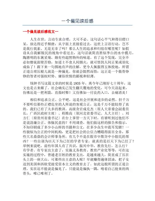 一个偏见读后感