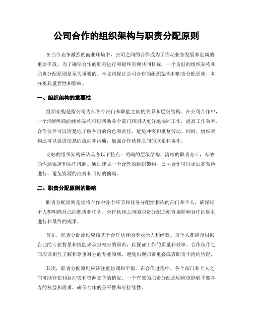 公司合作的组织架构与职责分配原则