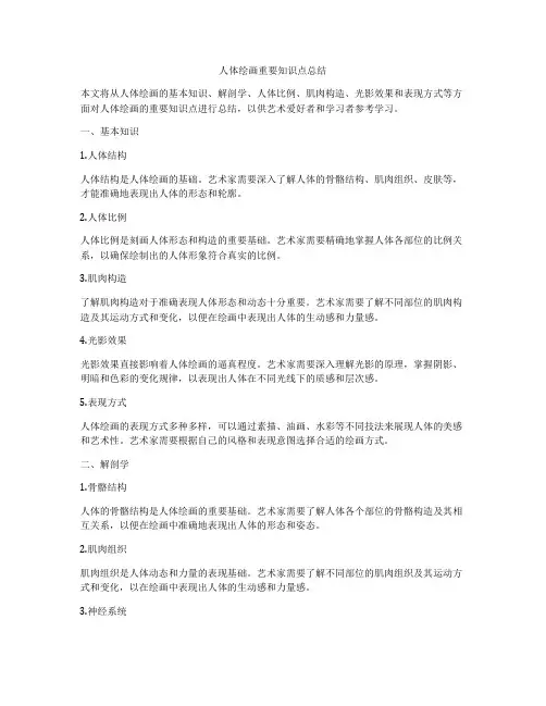 人体绘画重要知识点总结