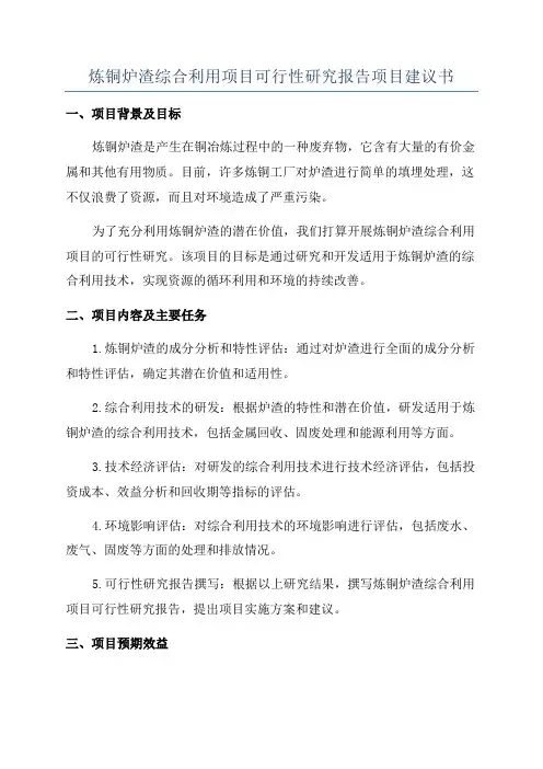 炼铜炉渣综合利用项目可行性研究报告项目建议书