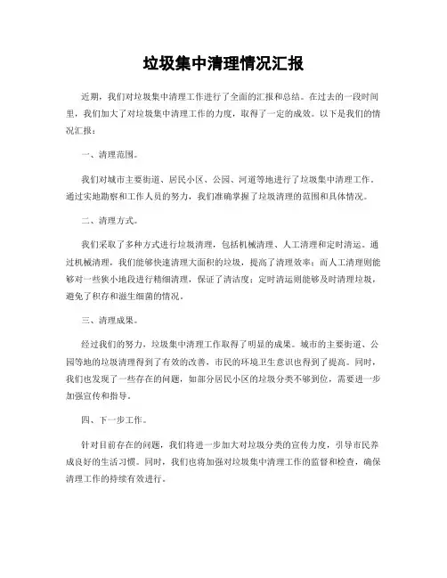 垃圾集中清理情况汇报