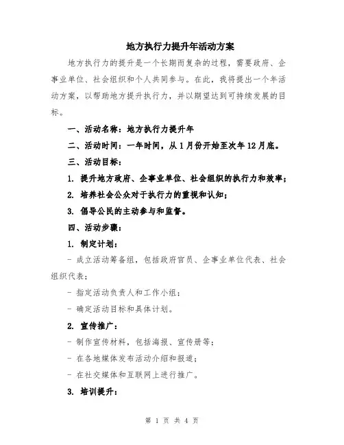 地方执行力提升年活动方案