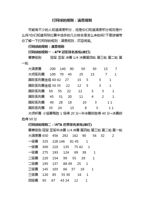 打网球的规则：满贯规则