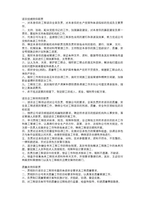 岗位职责(汇编)