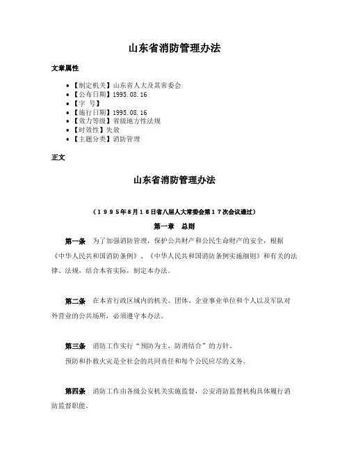 山东省消防管理办法