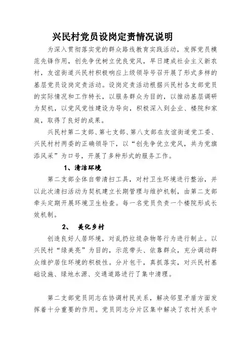 党员设岗定责情况