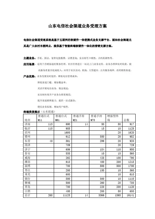 山东电信终端渠道业务