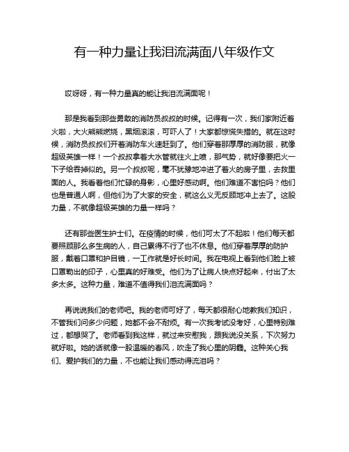 有一种力量让我泪流满面八年级作文