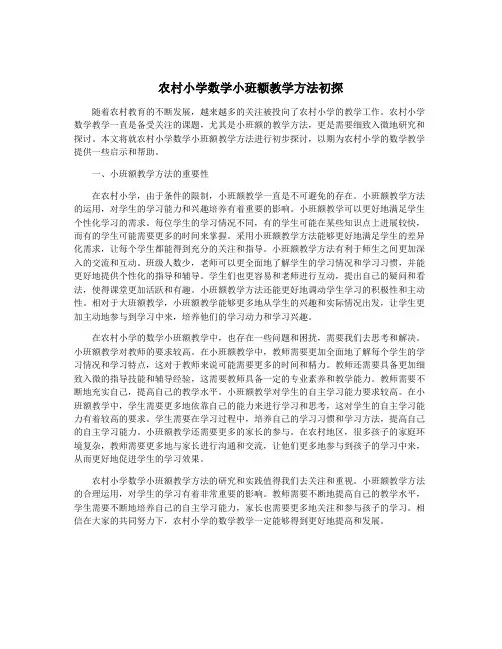 农村小学数学小班额教学方法初探