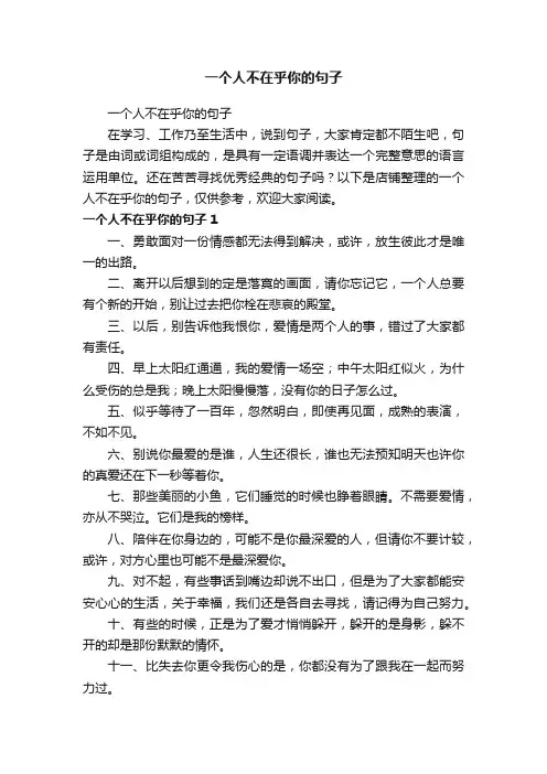 一个人不在乎你的句子