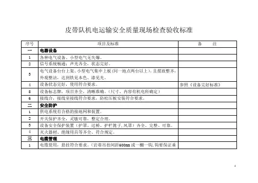 (煤矿)皮带队机电运输安全质量现场检查验收标准