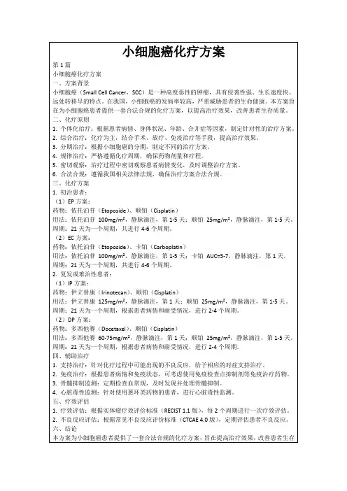 小细胞癌化疗方案