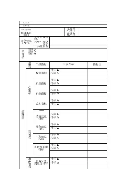 中央对地方专项转移支付项目绩效目标申报表附