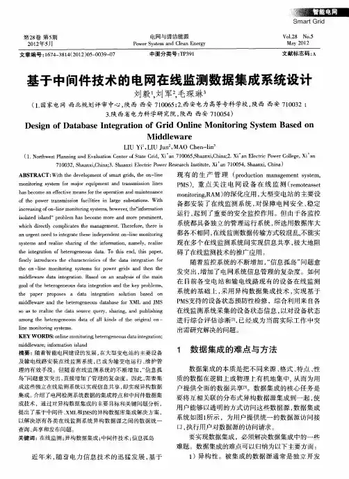 基于中间件技术的电网在线监测数据集成系统设计