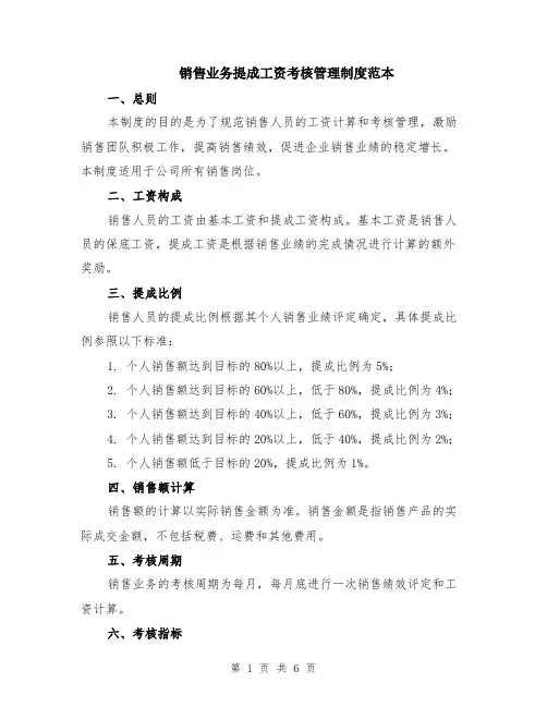 销售业务提成工资考核管理制度范本（2篇）