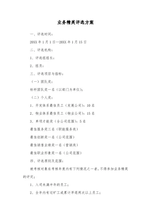 业务精英评选方案