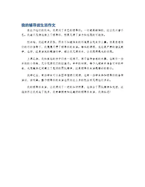 我的辅导班生活作文
