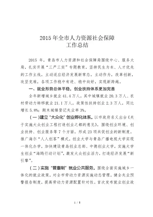2015年全人力资源社会保障