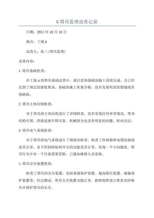 8塔吊监理巡查记录