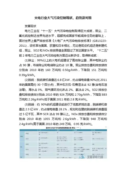 火电行业大气污染控制现状、趋势及对策