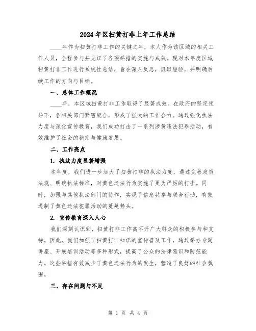 2024年区扫黄打非上年工作总结(二篇)