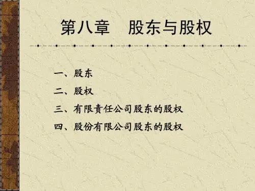 第8章 股东与股权