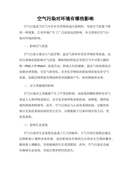 空气污染对环境有哪些影响