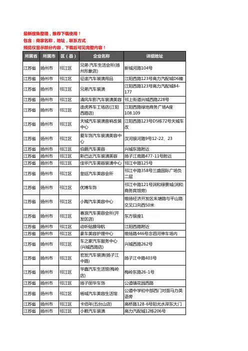 新版江苏省扬州市邗江区汽车美容企业公司商家户名录单联系方式地址大全169家