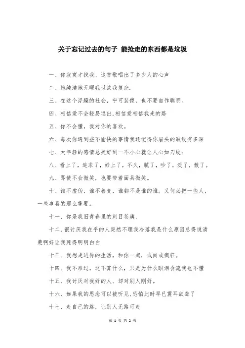 关于忘记过去的句子 能抢走的东西都是垃圾 