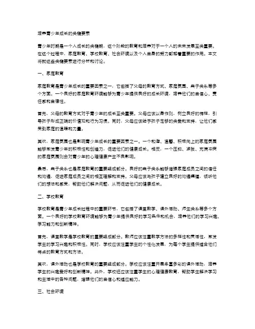 培养青少年成长的关键要素