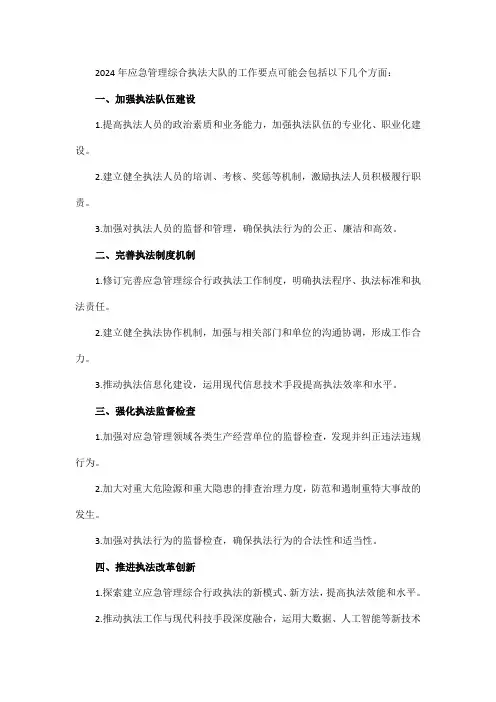 2024年应急管理综合执法大队工作要点