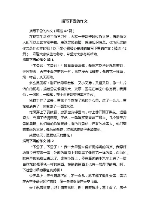 描写下雪的作文（精选42篇）