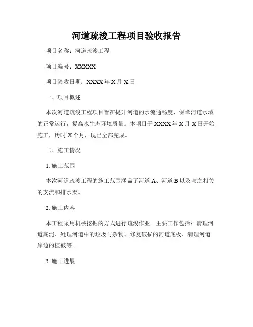 河道疏浚工程项目验收报告